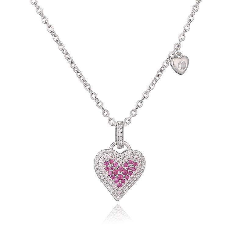Exquisite Heart Pendant Necklace with Colorful Stones - Elegant Minimalist Clavicle Chain 6