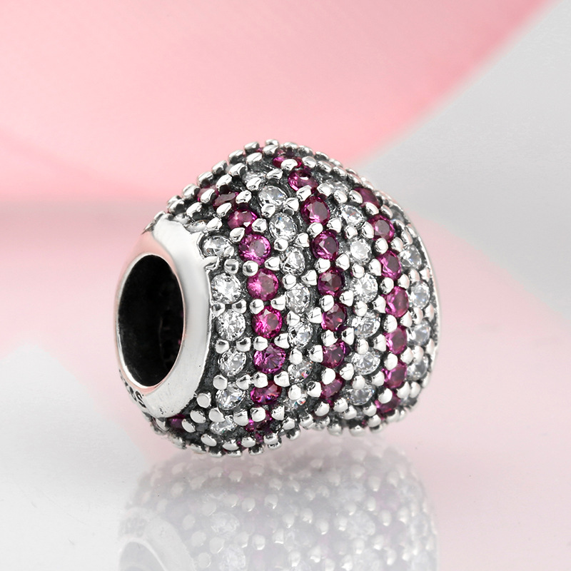 Sparkling Heart Pave Charm Bead S925 Sterling Silver Valentine's Day Gift for Bracelet — view 4