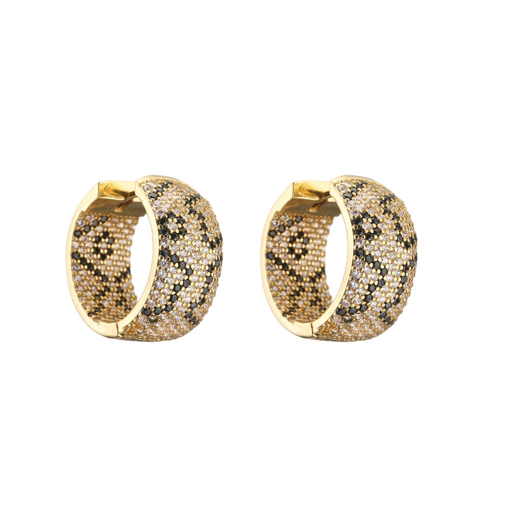 Micro-Inlaid Zircon Hoop Earrings Full-Diamond Leopard Print Pattern 6