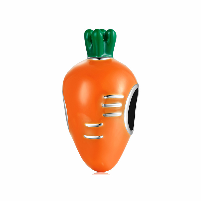 S925 Sterling Silver Cute Carrot Enamel Big Hole Bead Charm for DIY Bracelet — Charms | MAOLE Fine Jewelry