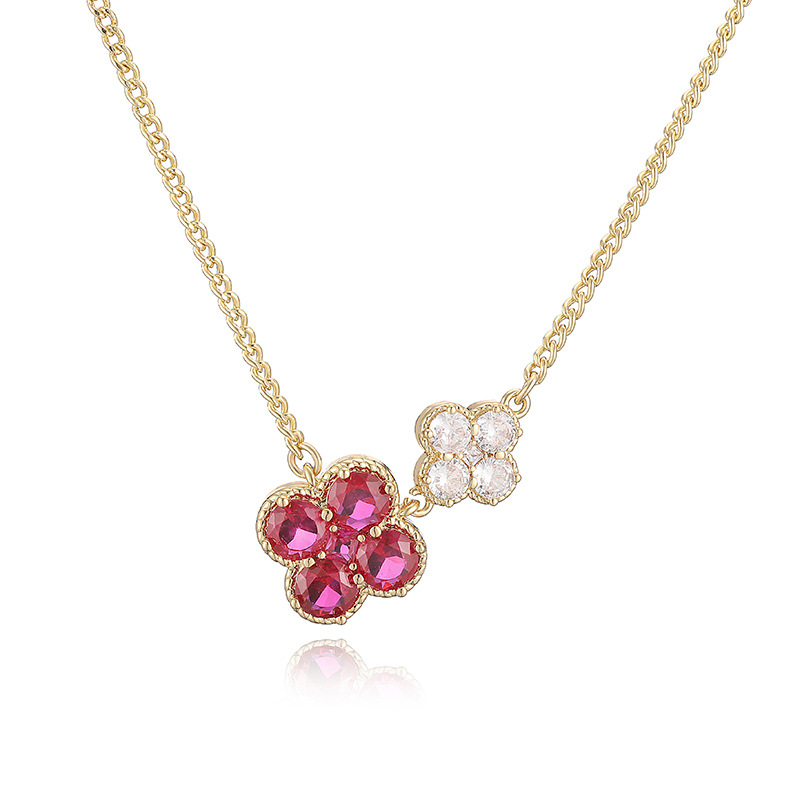 18K Gold Plated Colorful Crystal Flower Necklace - Elegant Floral Clavicle Chain 9
