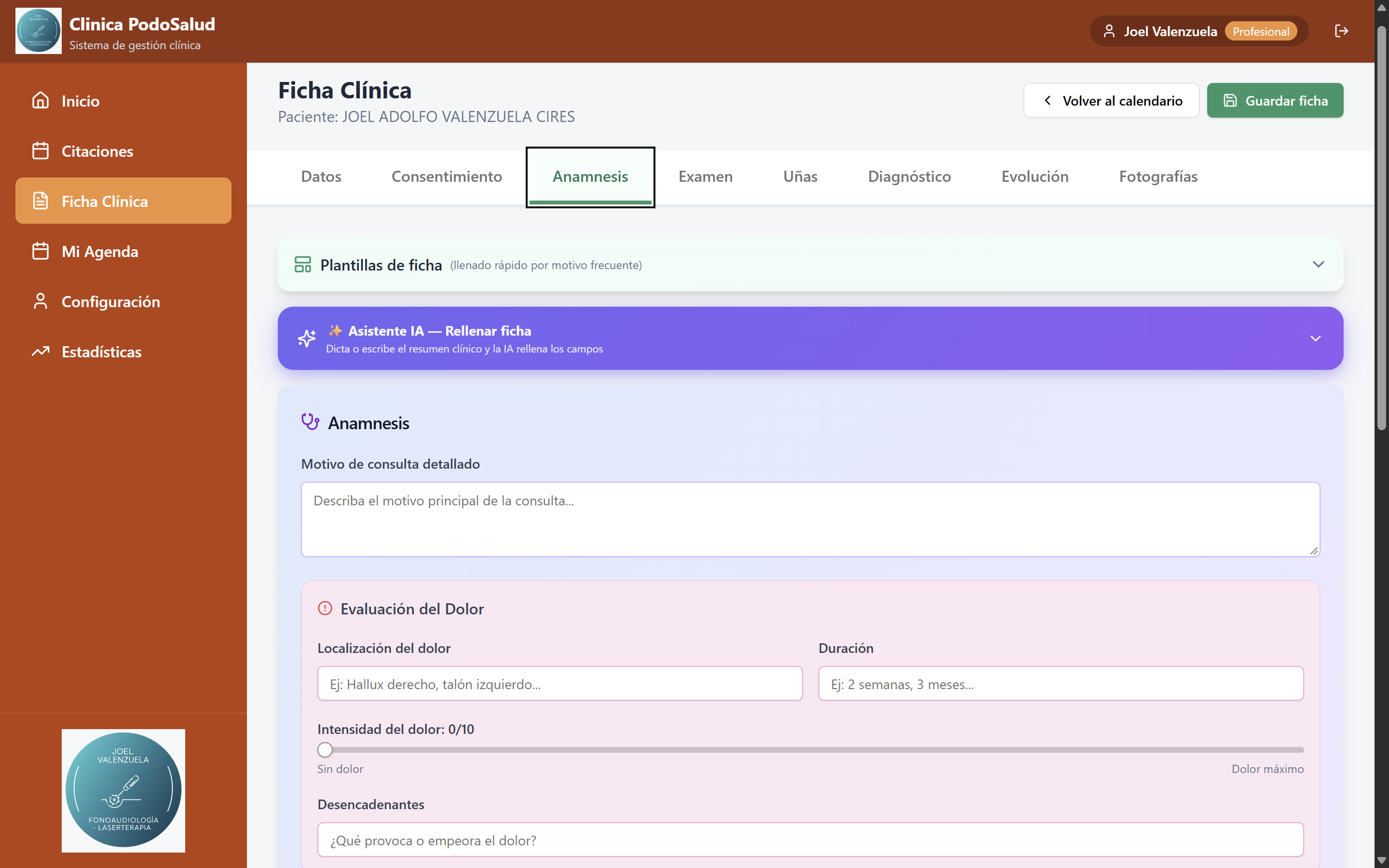 Ficha clínica · anamnesis