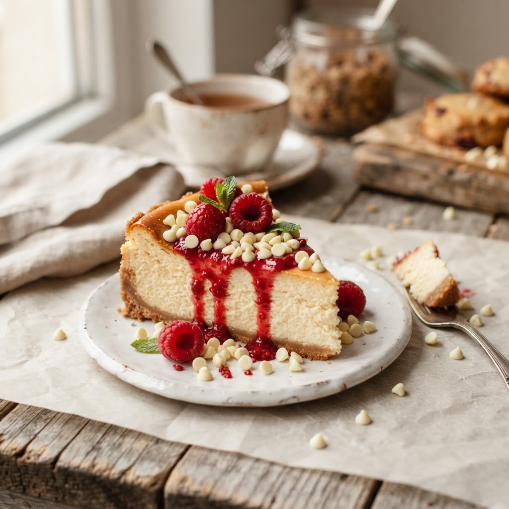 Raspberry White Chocolate Cheesecake