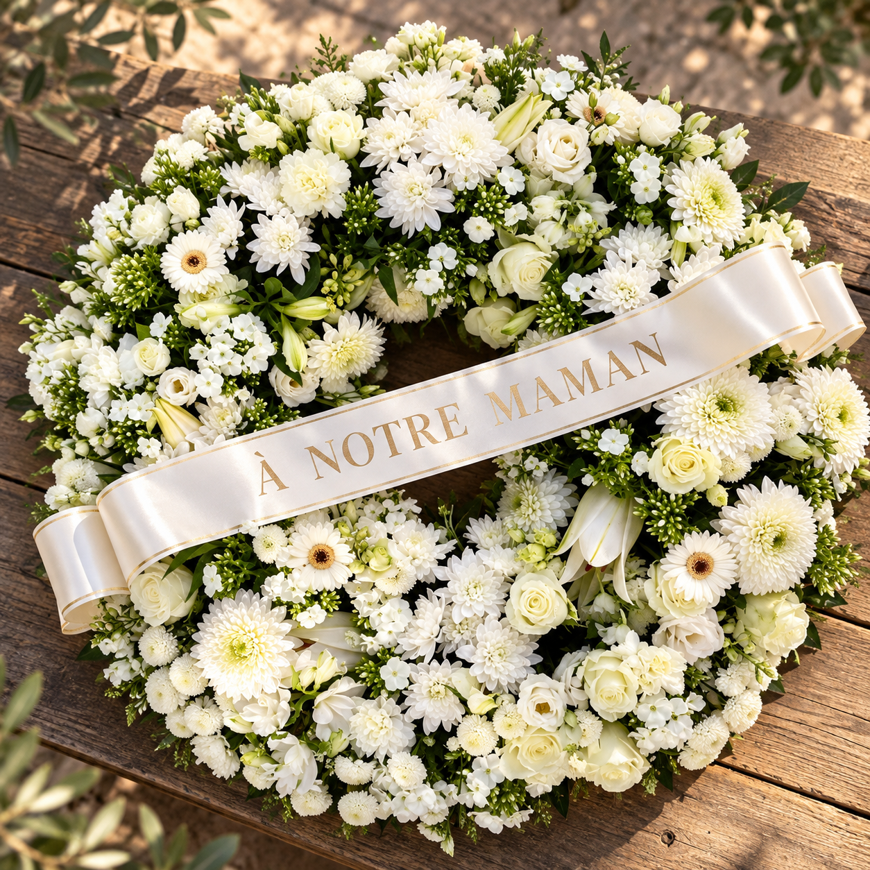 Couronne Funéraire XXL – Harmonie Blanche *Autres coloris au choix