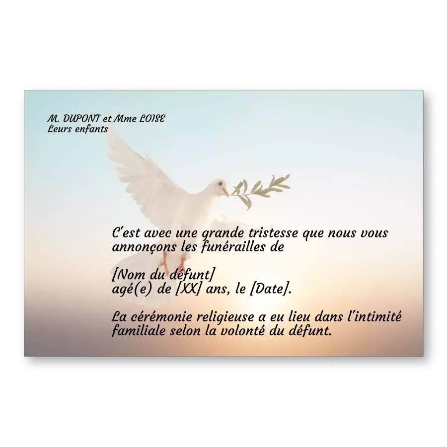 Carte de condoléances