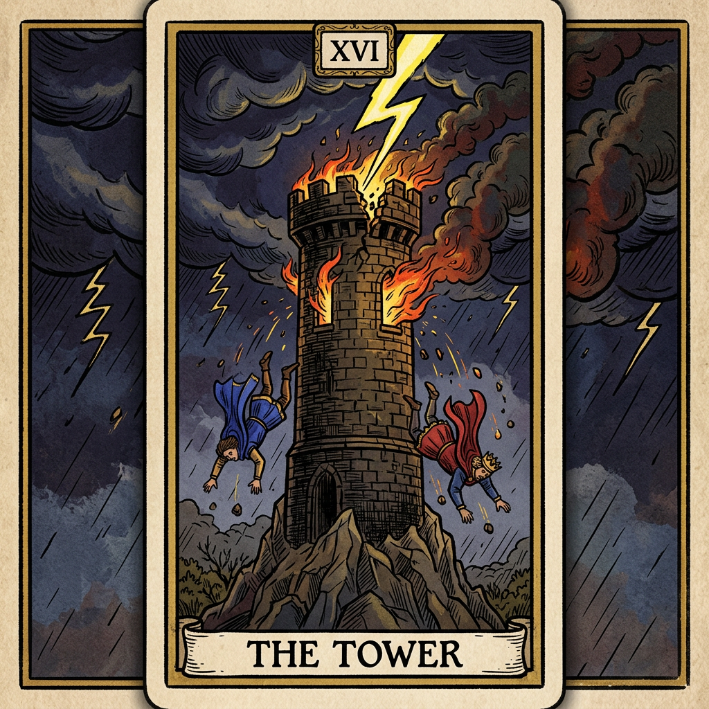 קלף המגדל (The Tower) — משמעות ישר והפוך