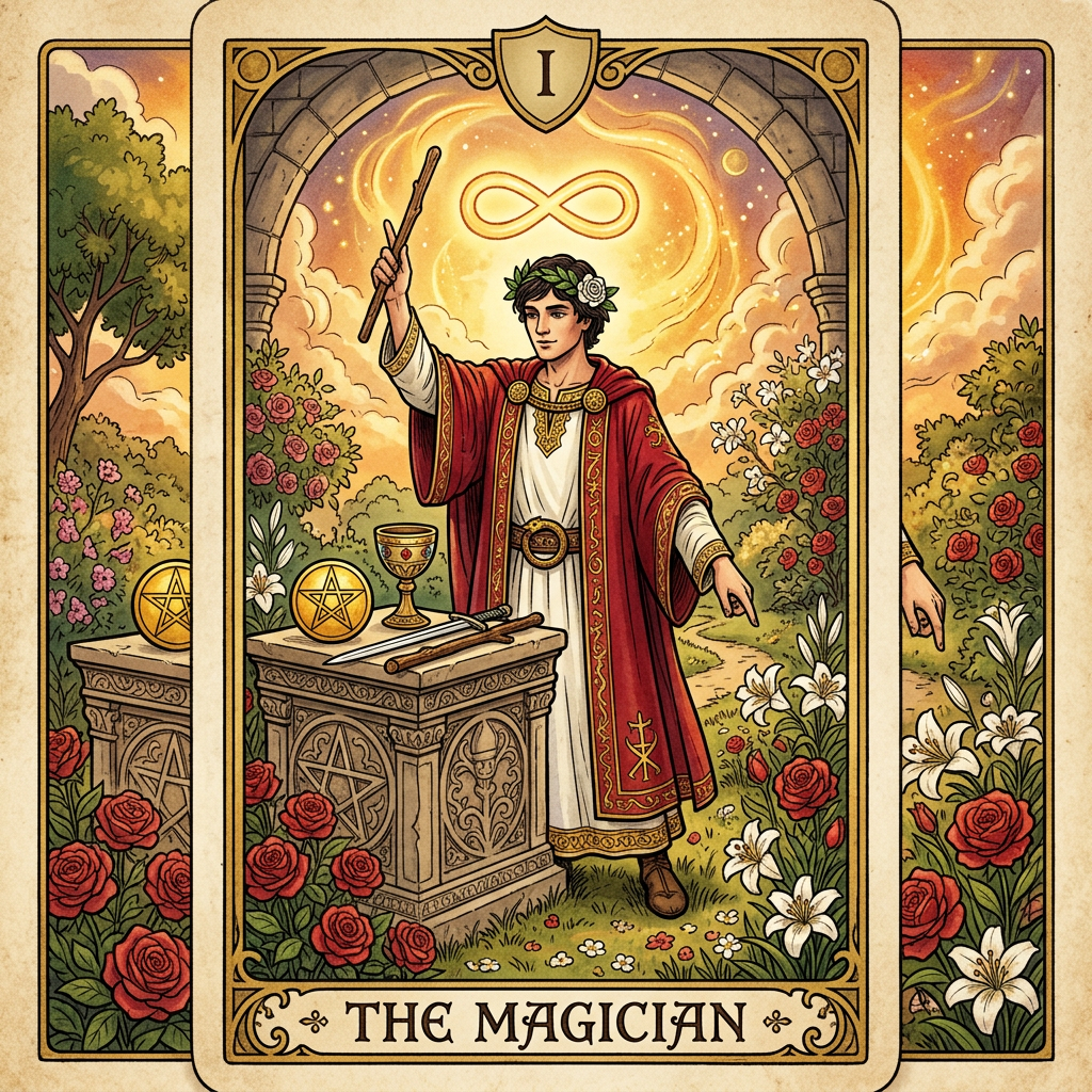 קלף הקוסם (The Magician) — משמעות ישר והפוך