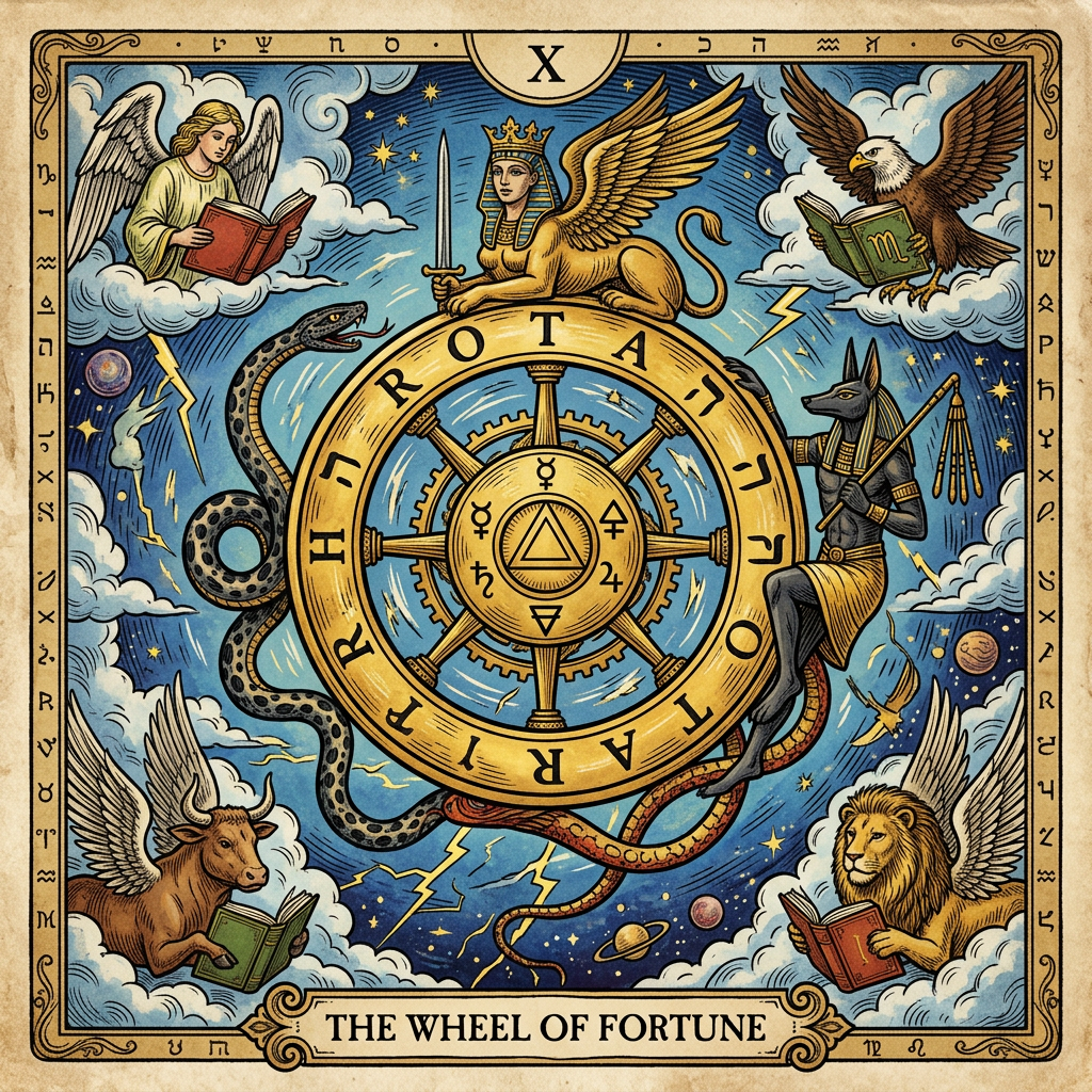 קלף גלגל המזל (Wheel of Fortune) — משמעות ישר והפוך