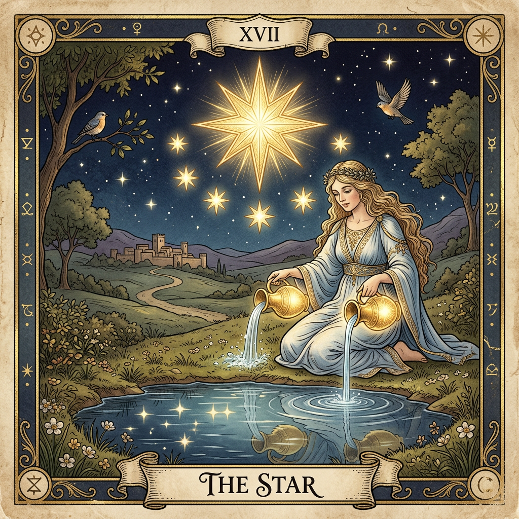 קלף הכוכב (The Star) — משמעות ישר והפוך