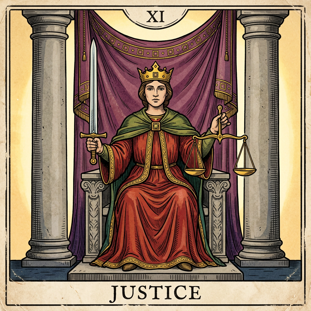 קלף הצדק (Justice) — משמעות ישר והפוך