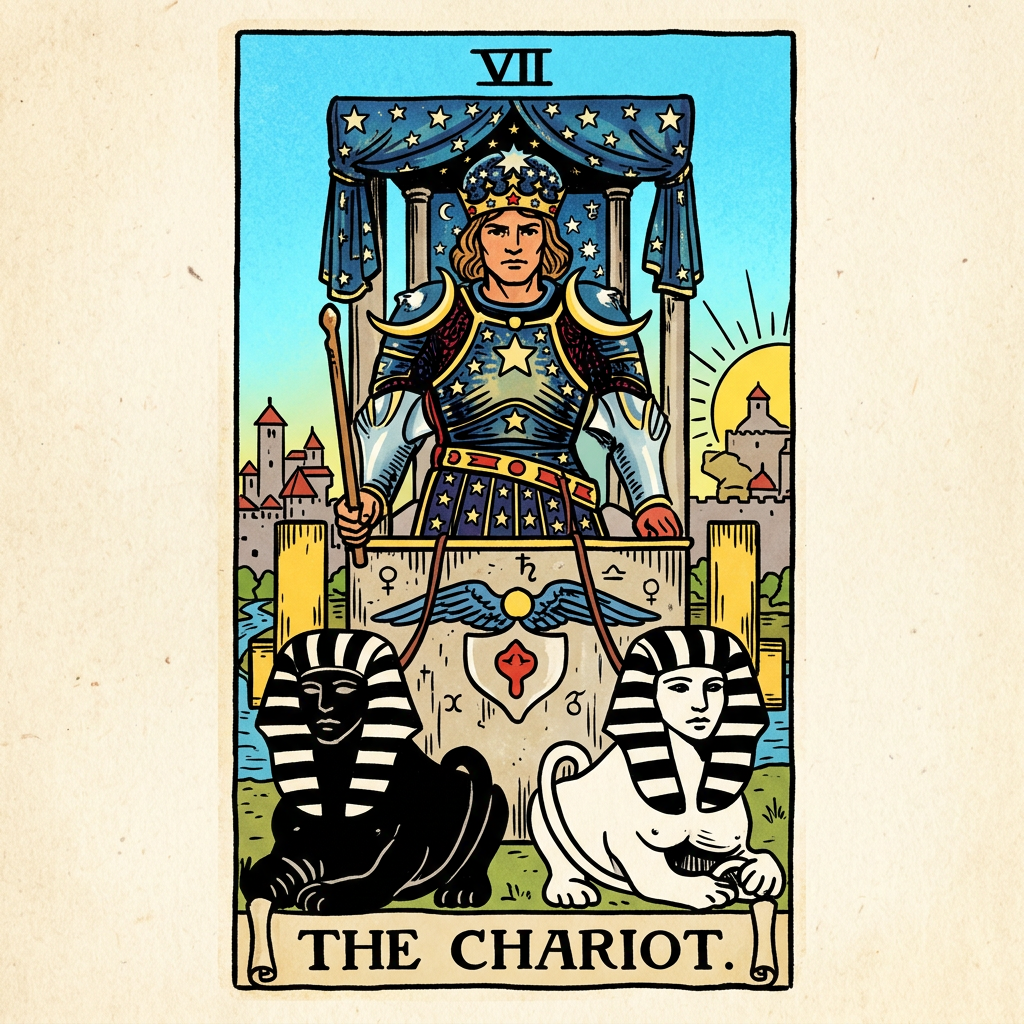 קלף המרכבה (The Chariot) — משמעות ישר והפוך