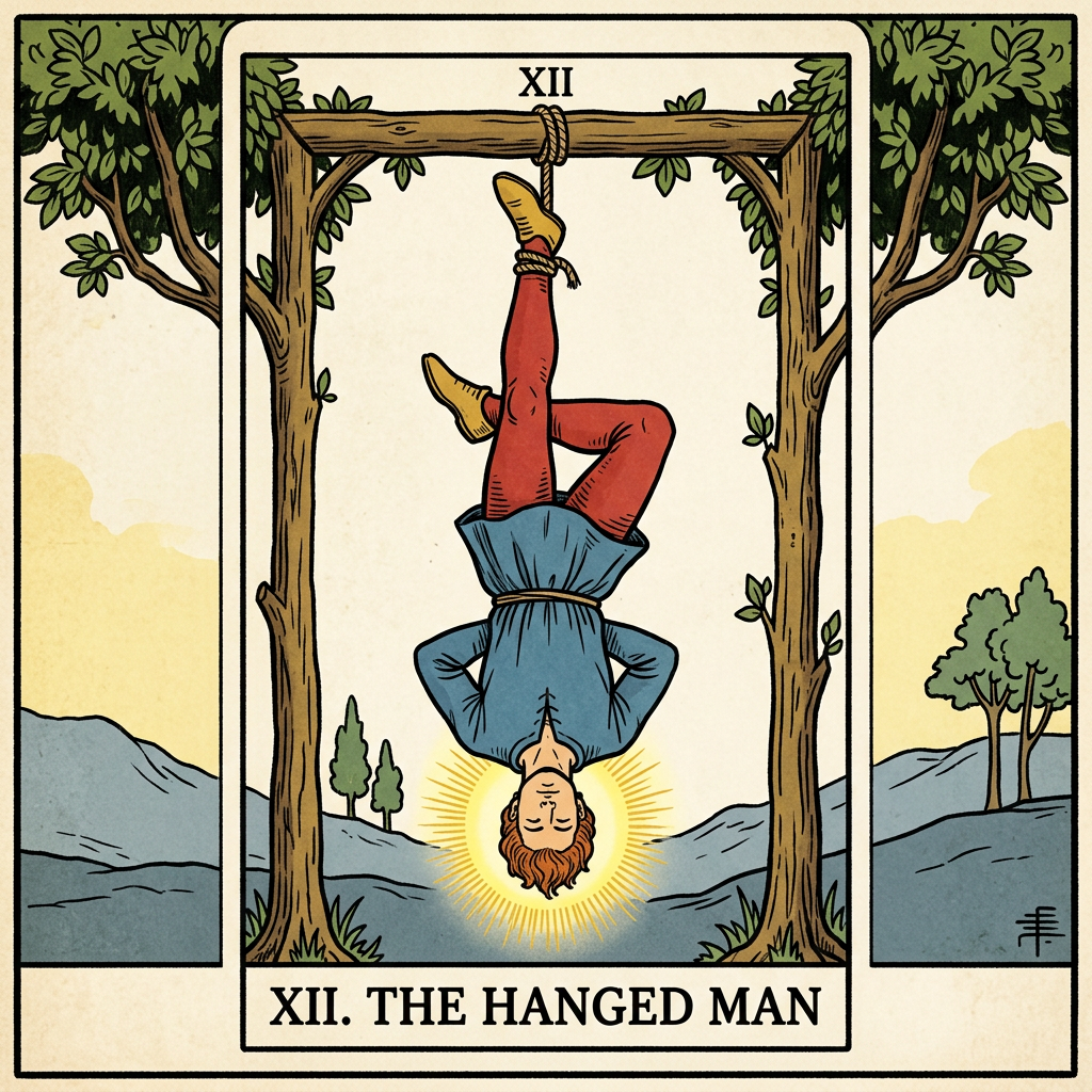 קלף התלוי (The Hanged Man) — משמעות ישר והפוך