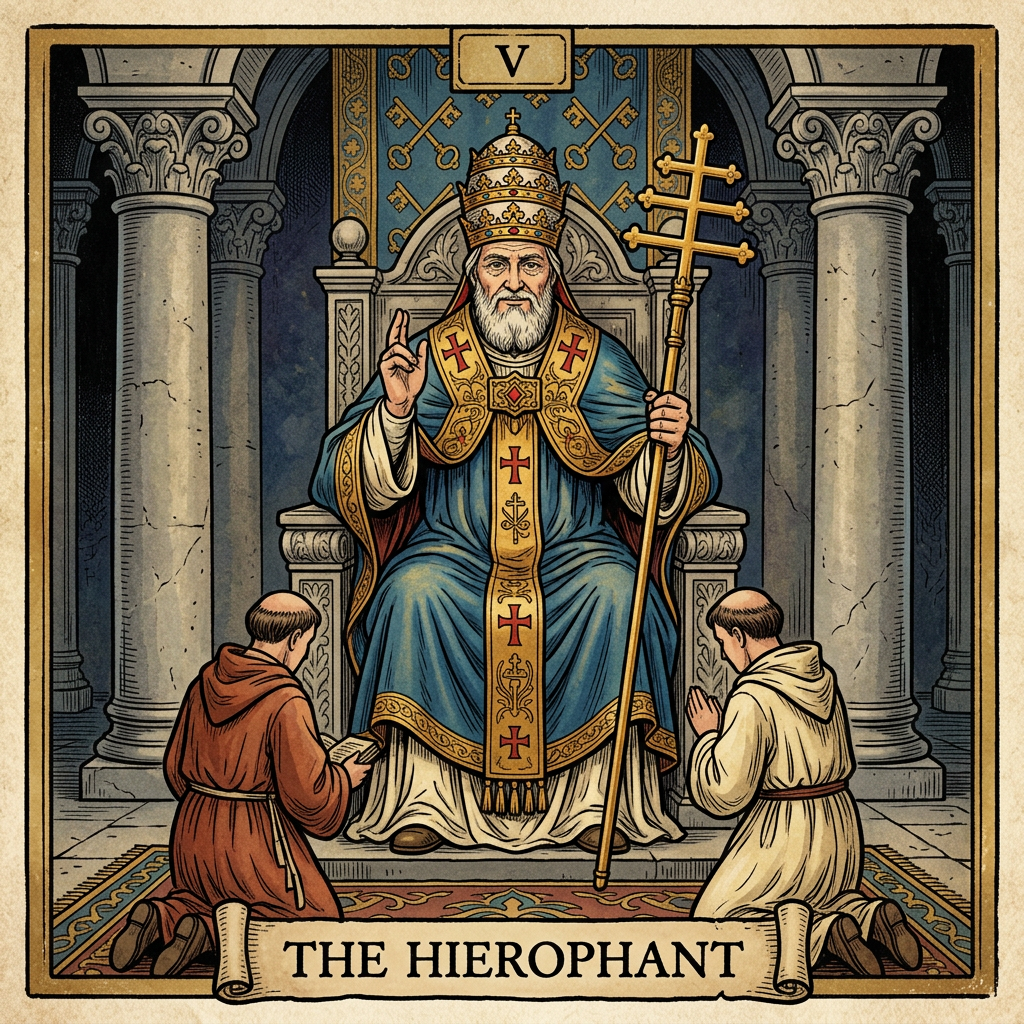 קלף הכהן הגדול (The Hierophant) — משמעות ישר והפוך
