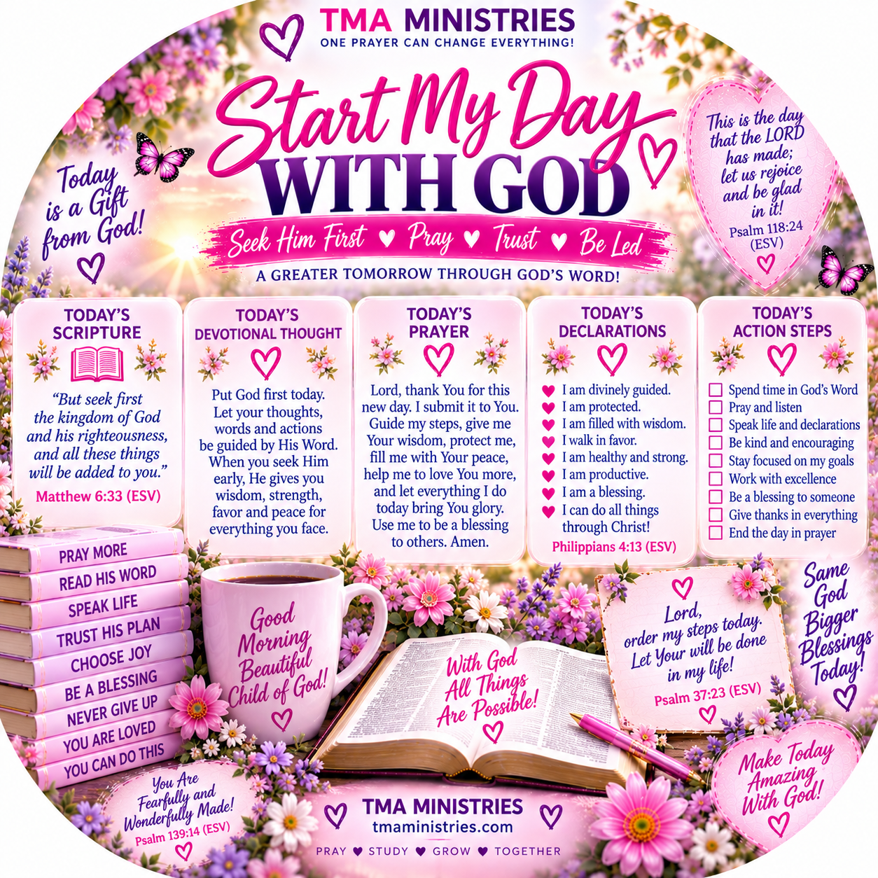 Start My Day With God — Today's scripture, devotional, prayer, declarations, and action steps