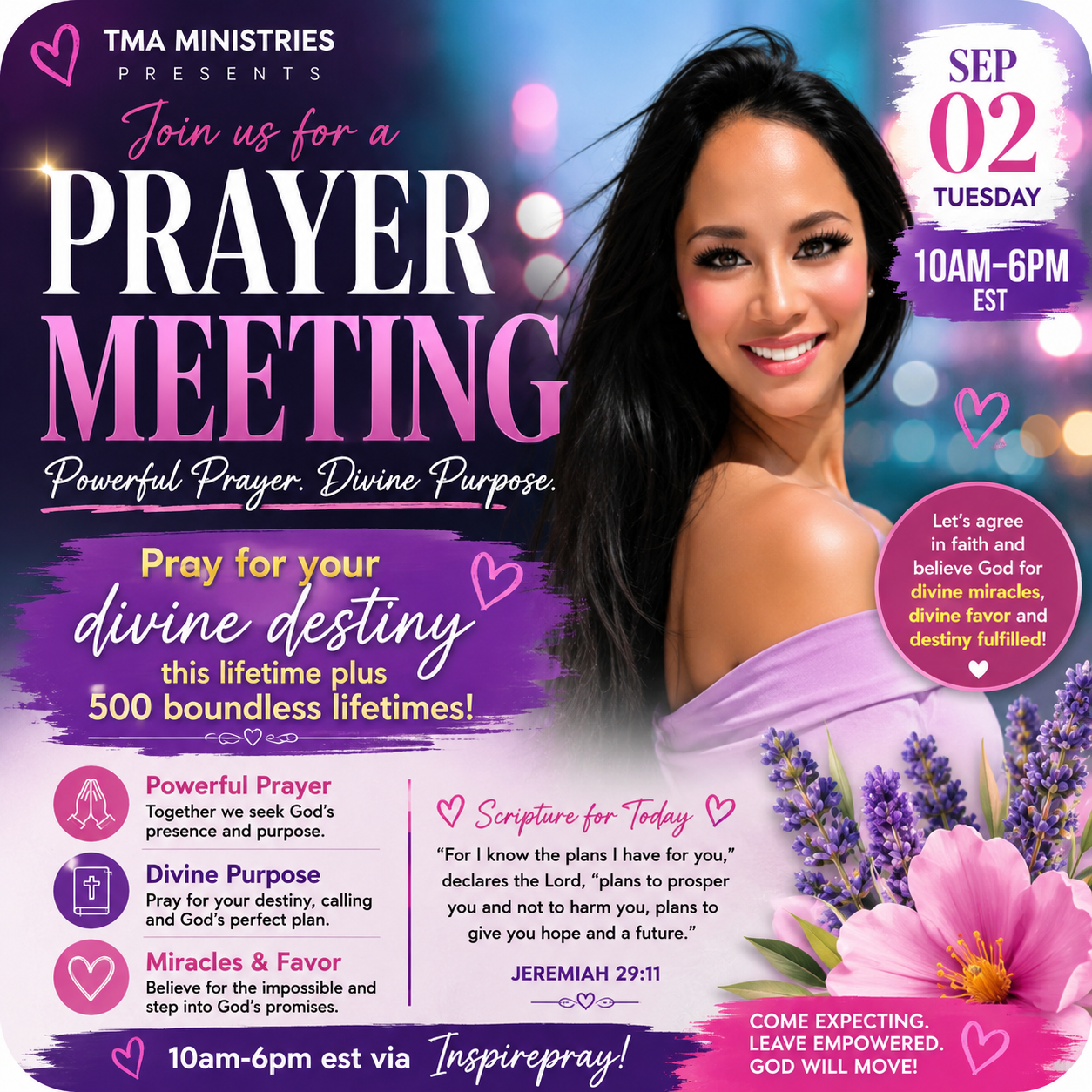 Prayer Meeting — Powerful Prayer, Divine Purpose — September 2, 2026, 10AM-6PM EST via Inspirepray