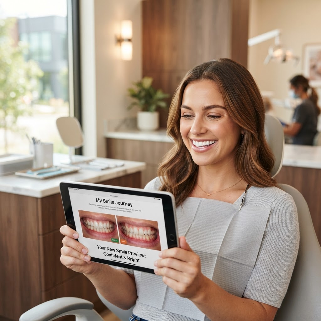 Patient previewing their future smile