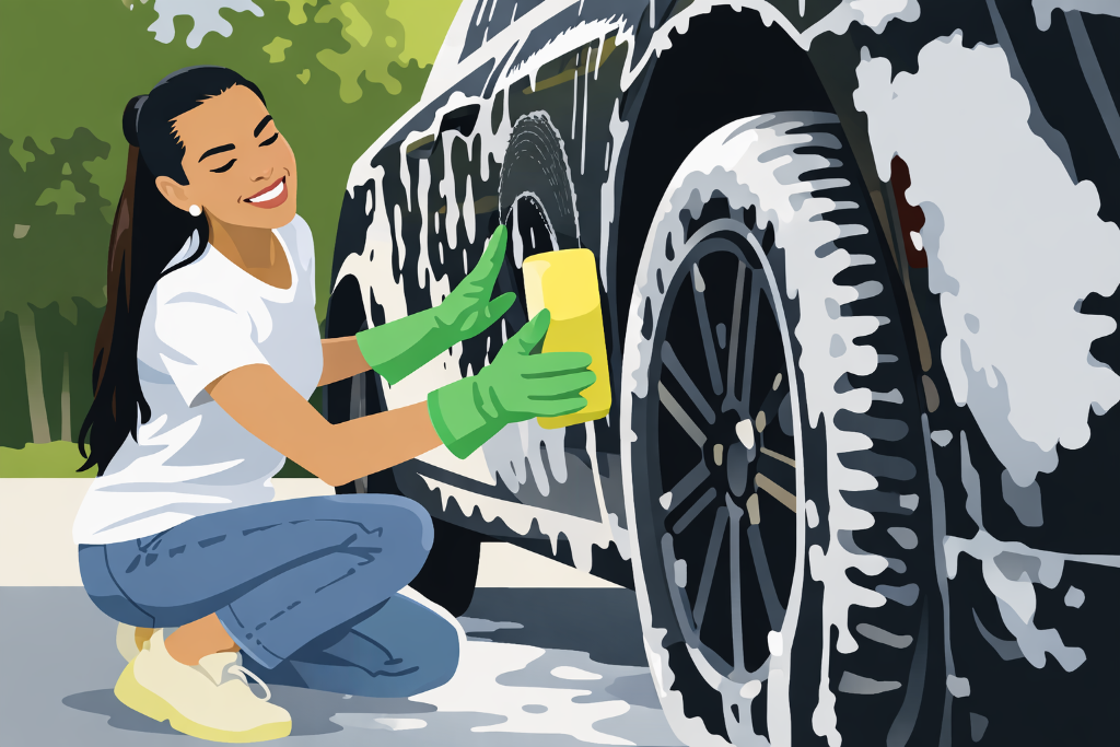 Valeter cleaning car