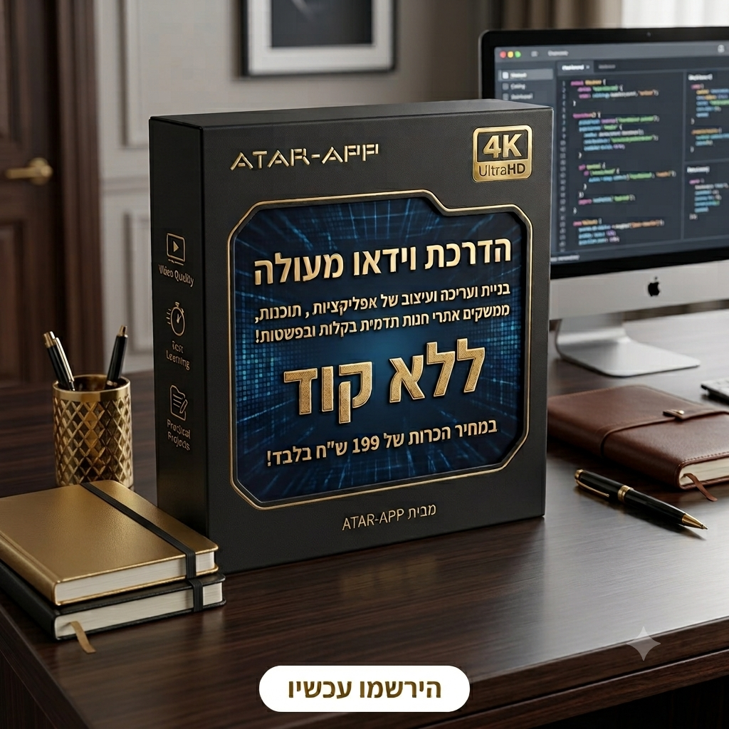 הדרכת וידאו מעולה — בניית ועריכה ועיצוב של אפליקציות, תוכנות ואתרים
