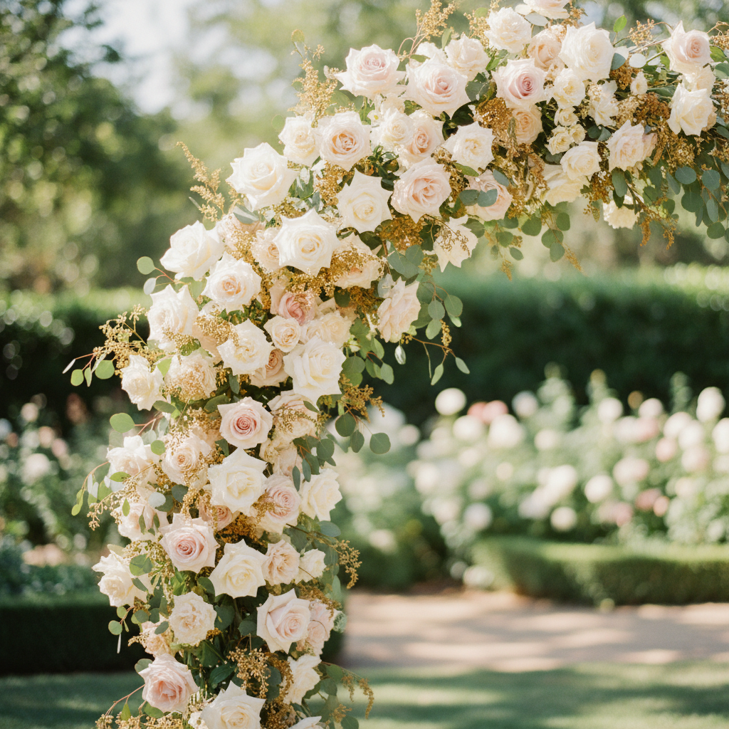 1. Arcos florales que parecen brotar de la tierra