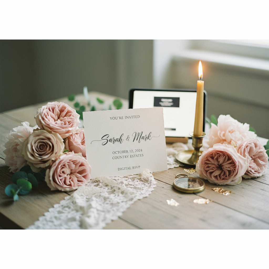 Invitación de boda rústica: estética campestre con tecnología premium