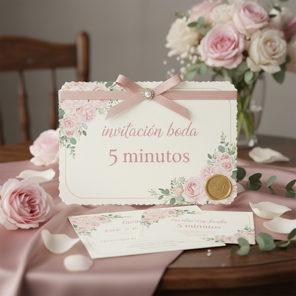 Tu invitación de boda lista en menos de 300 segundos.
