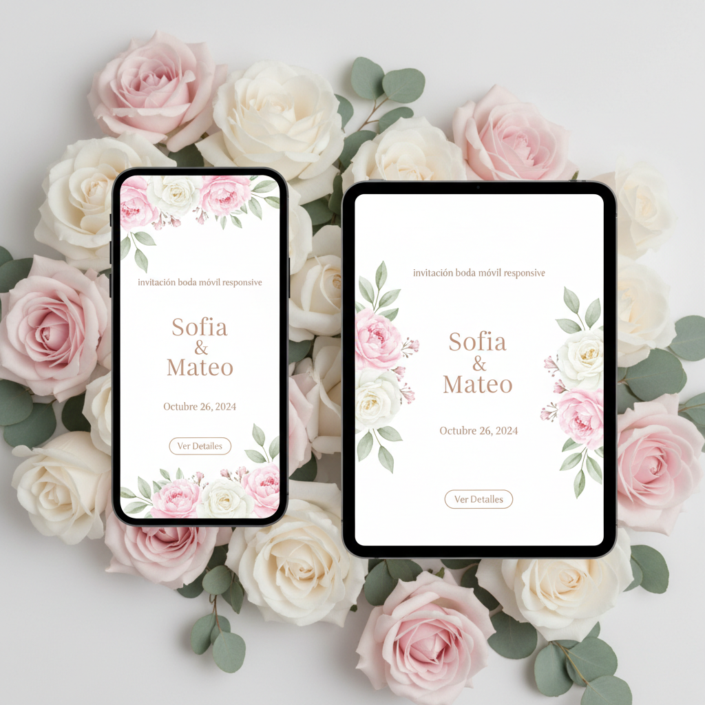 Invitación que se ve perfecta en cualquier pantalla (móvil, tablet, PC).