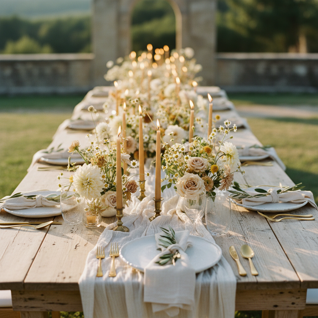 4. Mesas imperiales con flores de temporada