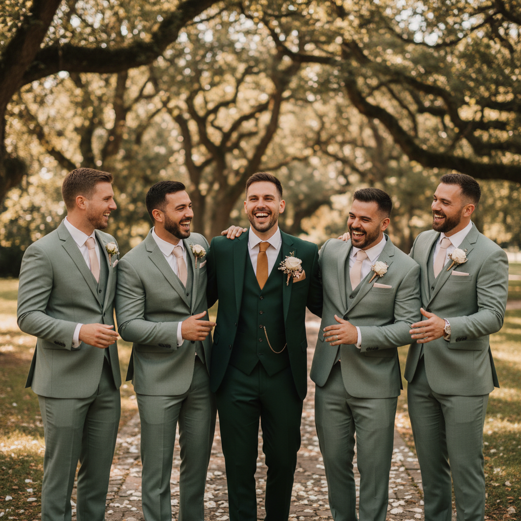 El novio y sus 'groomsmen': Coordinación sin clones