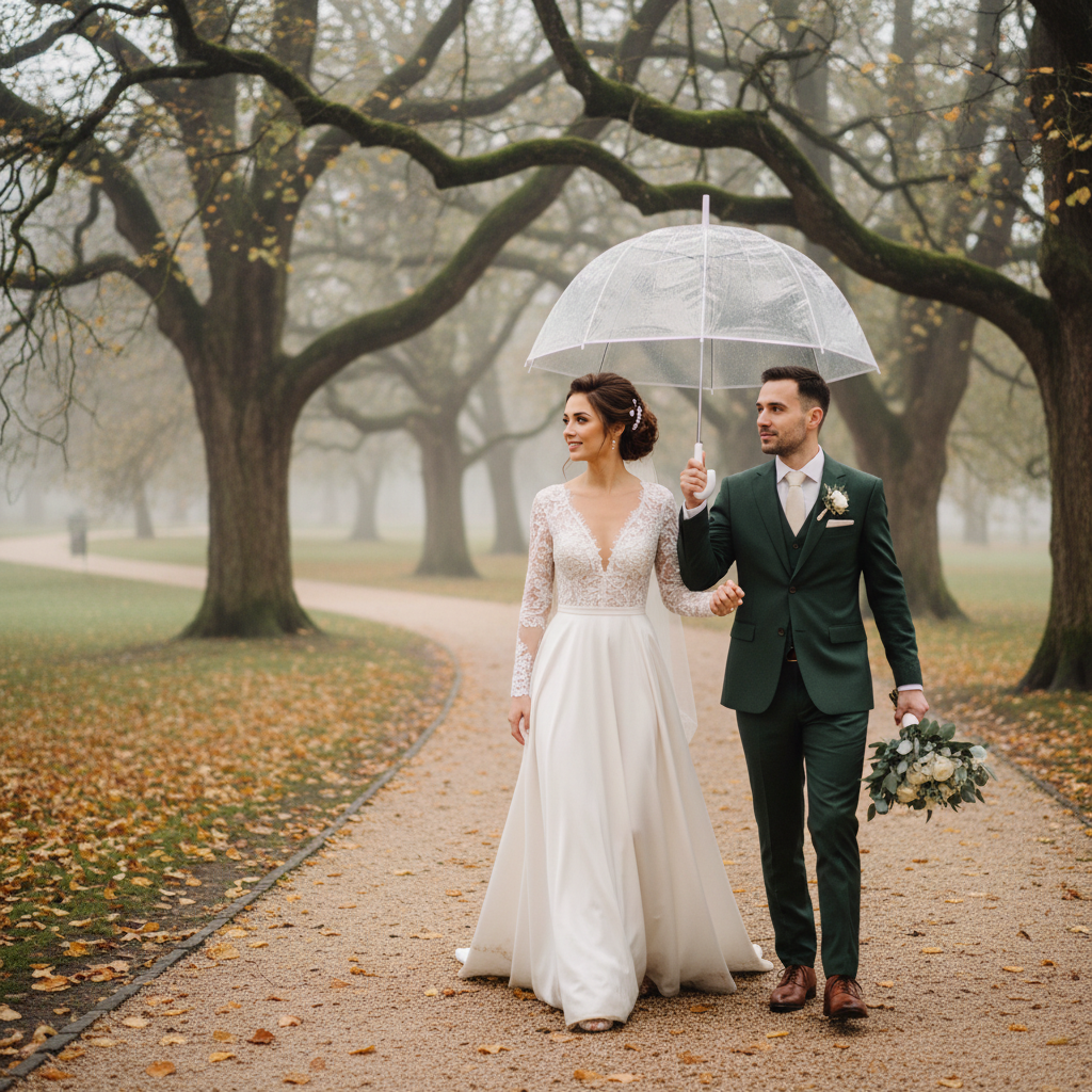 4. El look de los novios sobrevive al agua