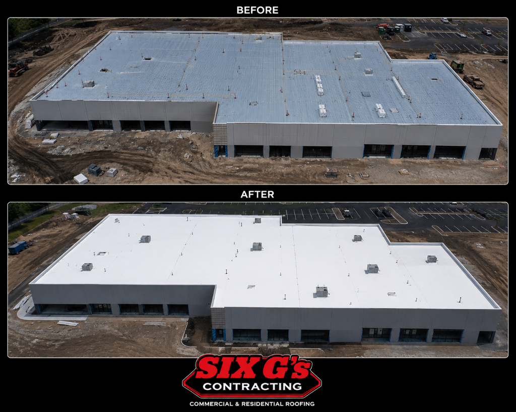 Large commercial warehouse TPO before & after