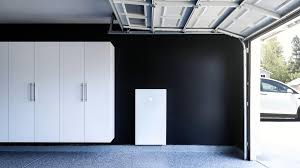Home battery storage system installed in garage