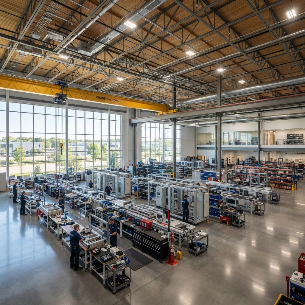 Modern assembly and installation manufacturing warehouse