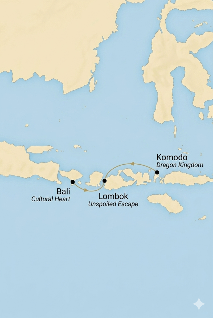 Bali Lombok Komodo route map