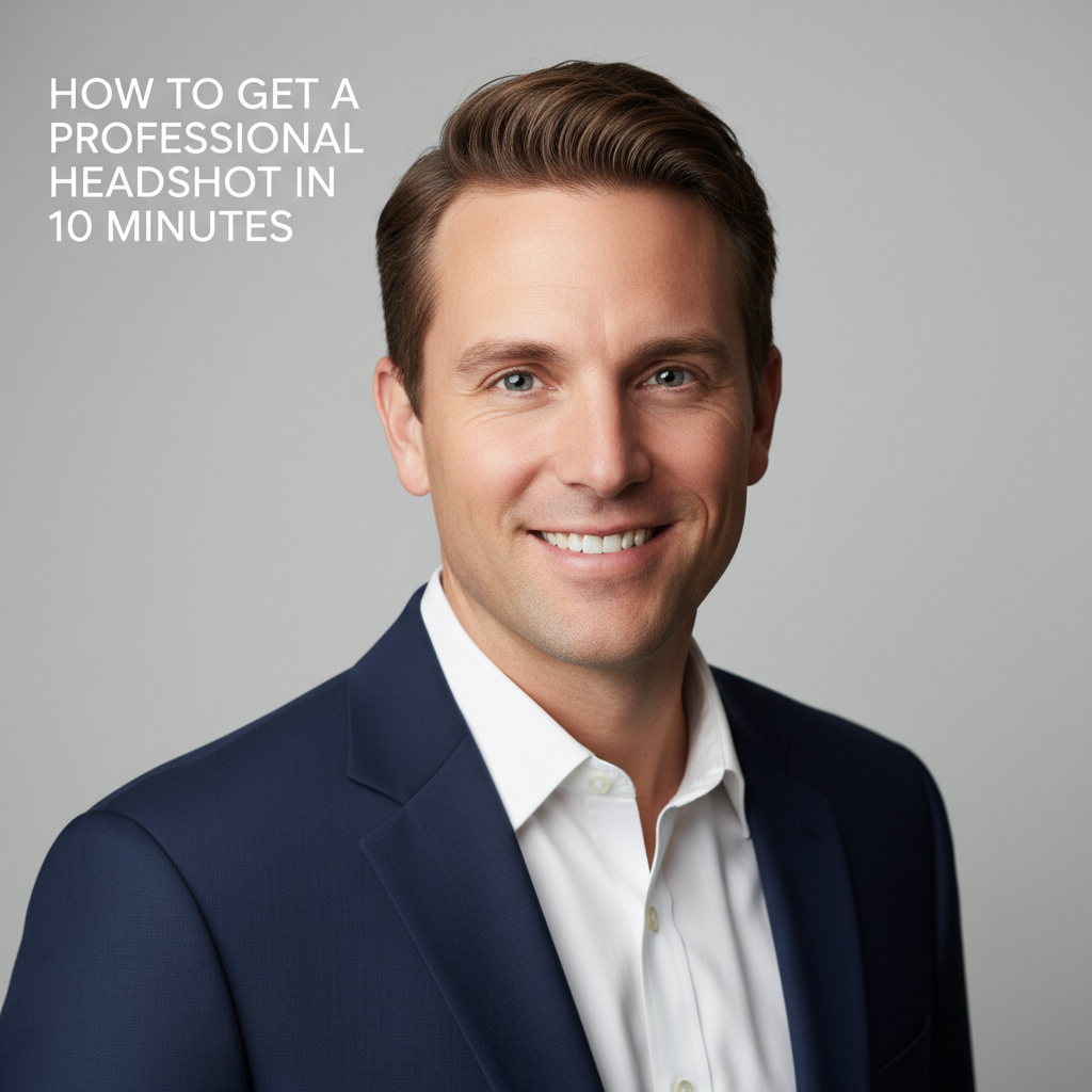 Person learning how to get a professional headshot in 10 minutes using an AI headshot generator on a laptop at a clean home desk