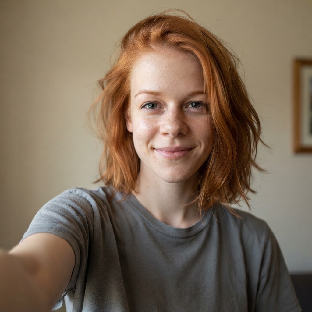 Casual selfie uploaded by an employee