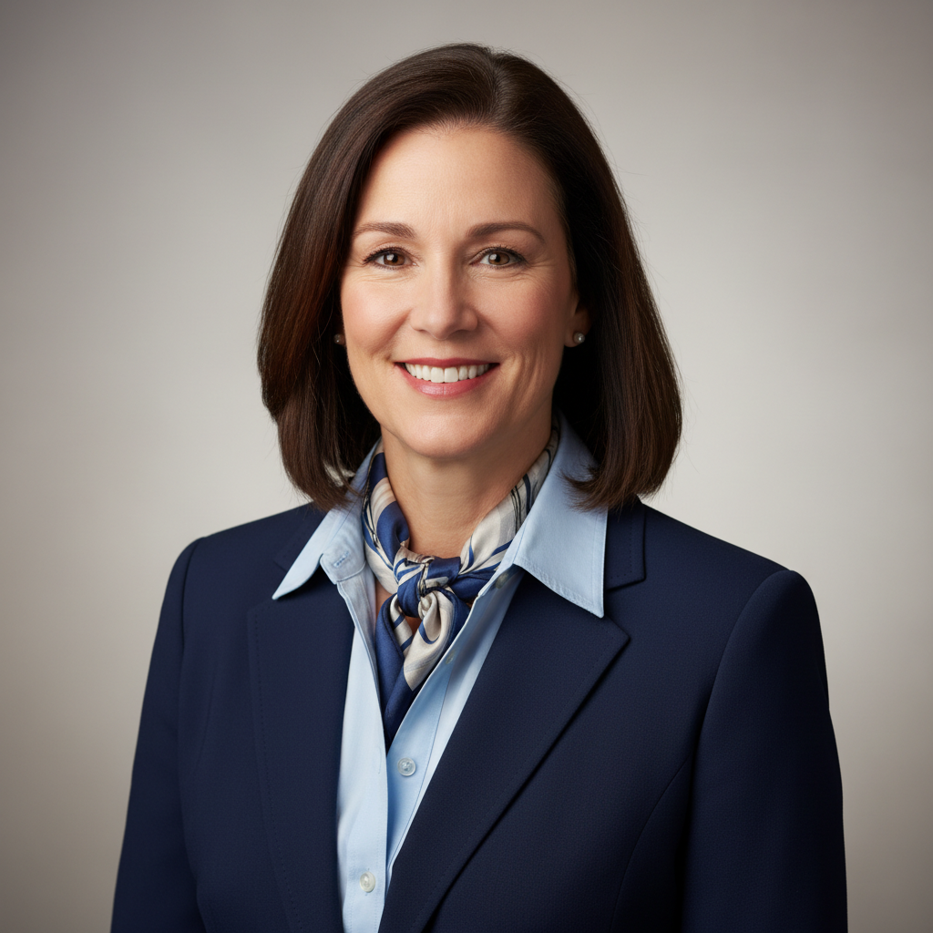 A confident speaker standing at a podium with a polished professional headshot for speaking engagements displayed on a conference screen behind them