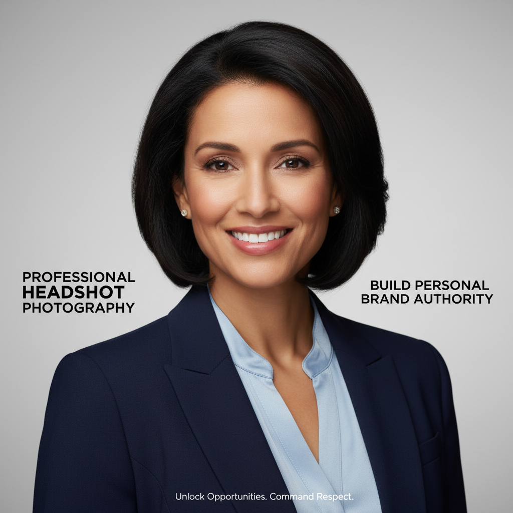 Professional woman using AI headshot generator on laptop to build personal brand authority for LinkedIn profile