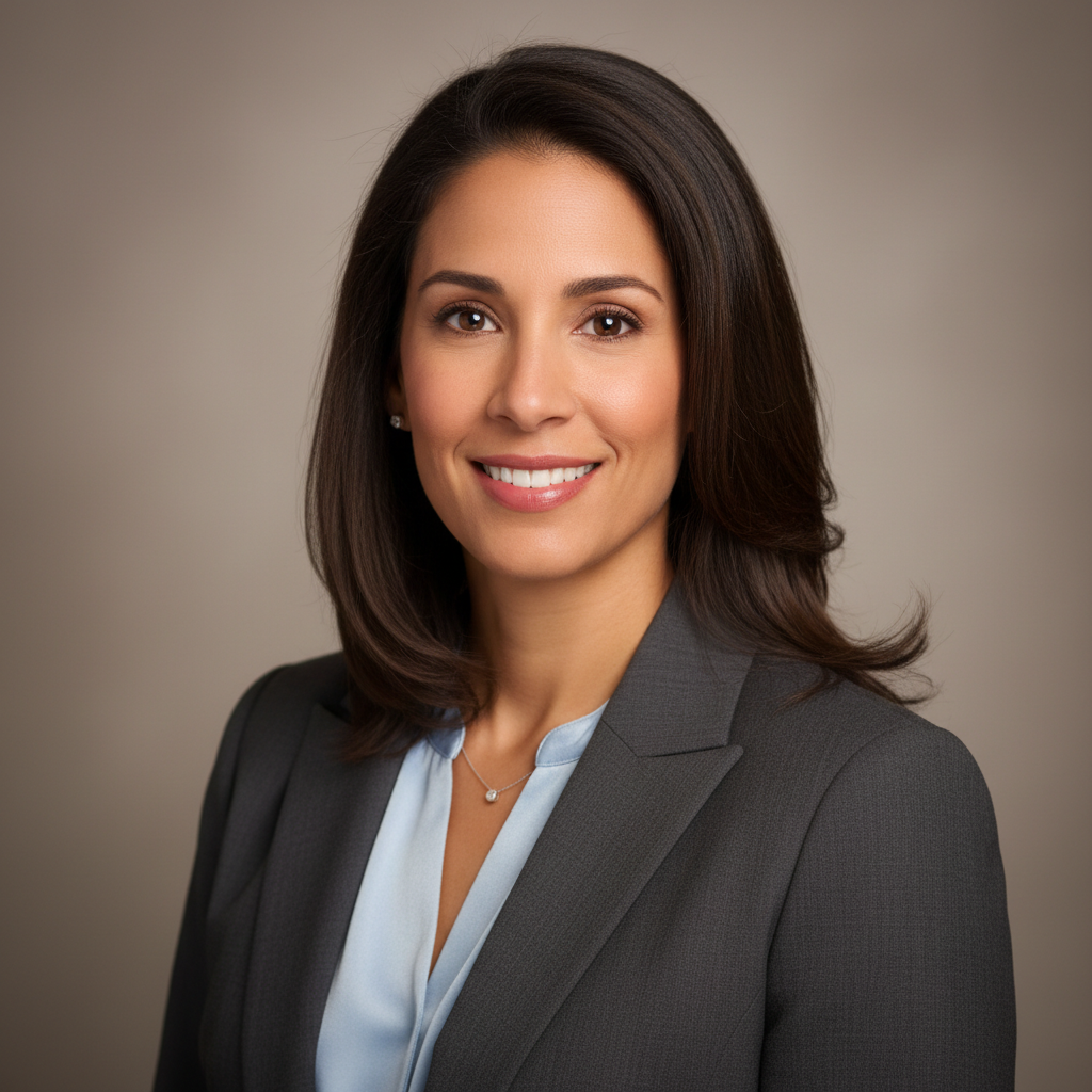 Professional woman considering whether her LinkedIn photo should be formal or casual while reviewing headshot options on a laptop at a modern desk