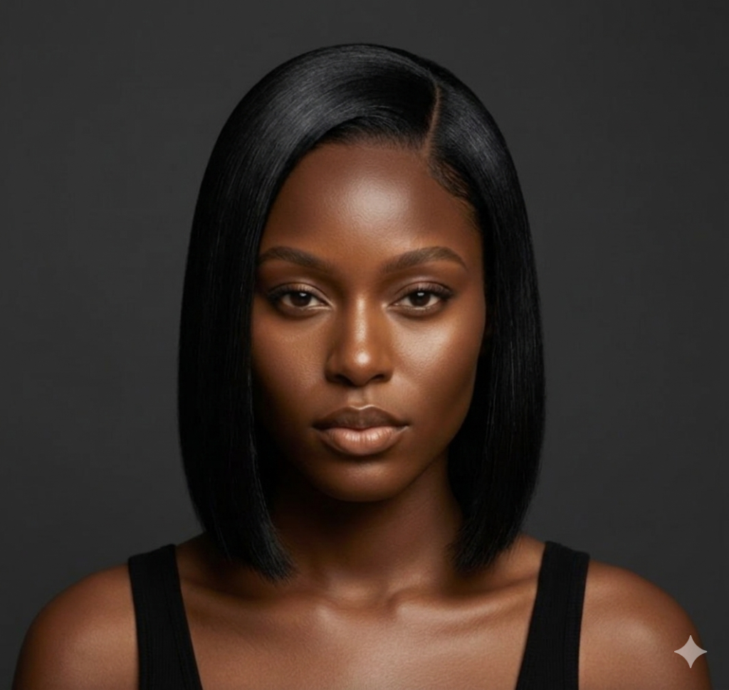 Silk Press Bob Side Part