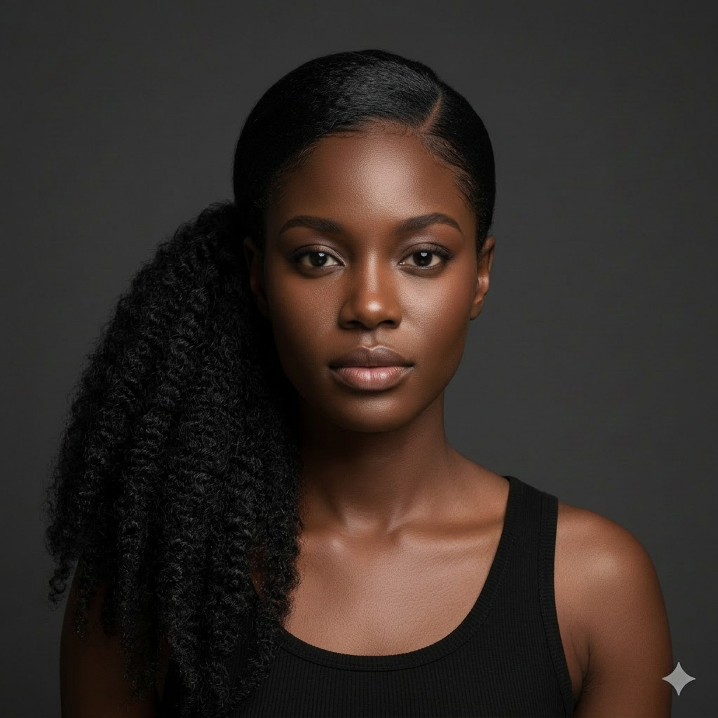 Long Kinky Ponytail Side-Part
