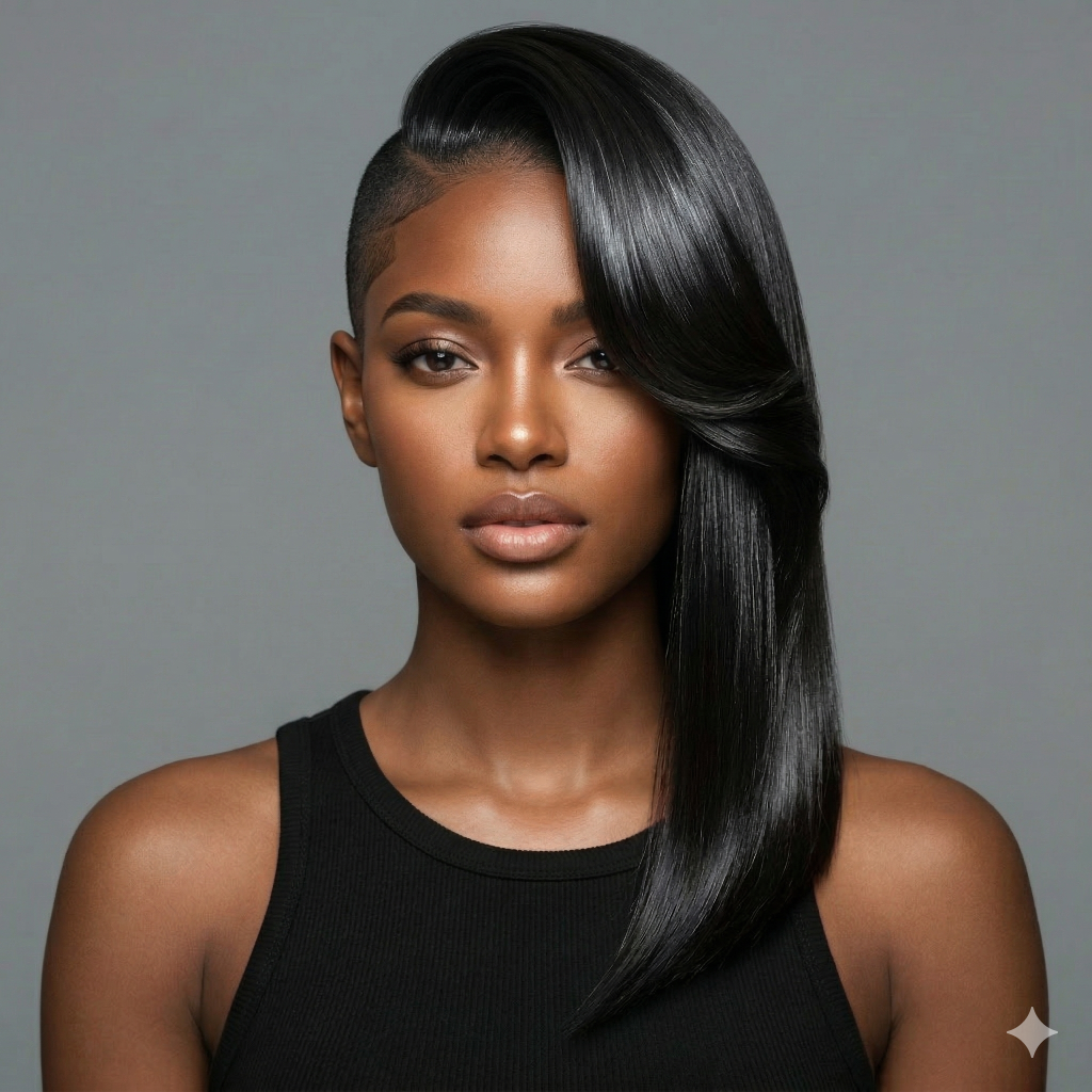 Asymmetric Silk Press Bob