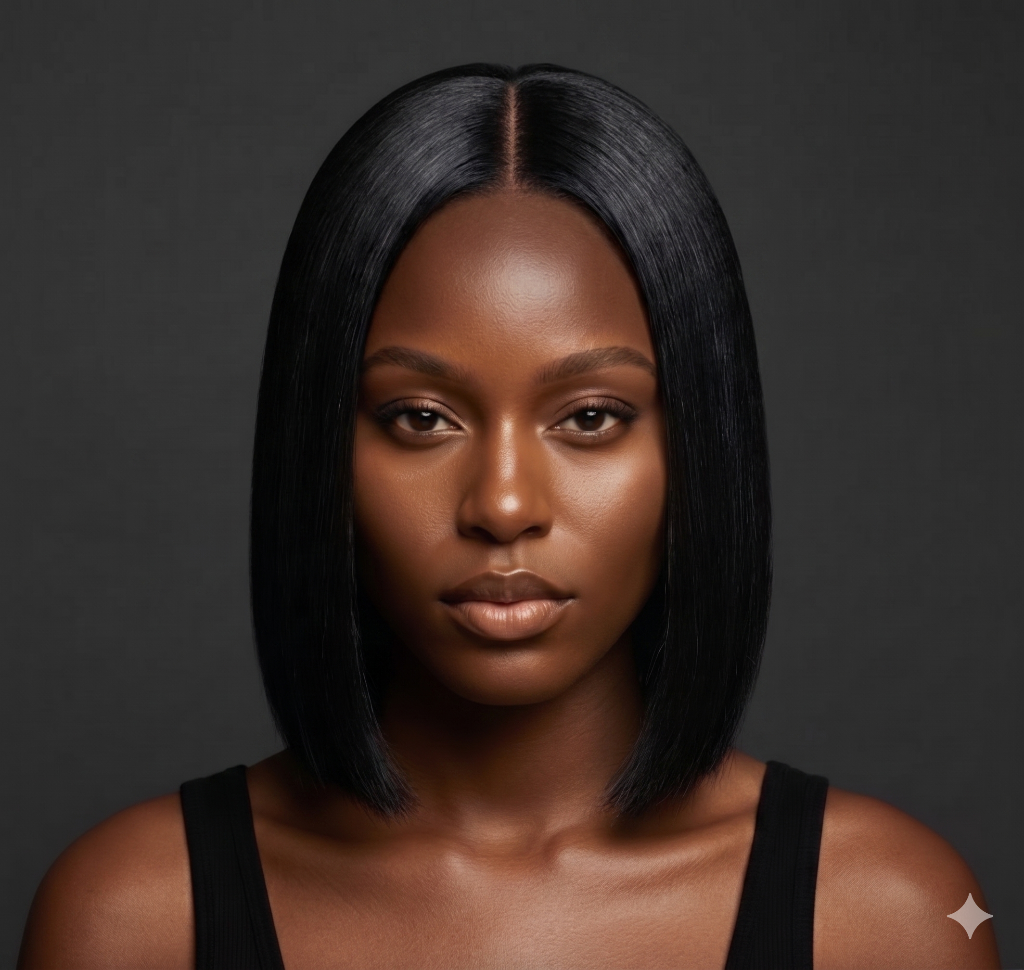 Silk press Bob middle part