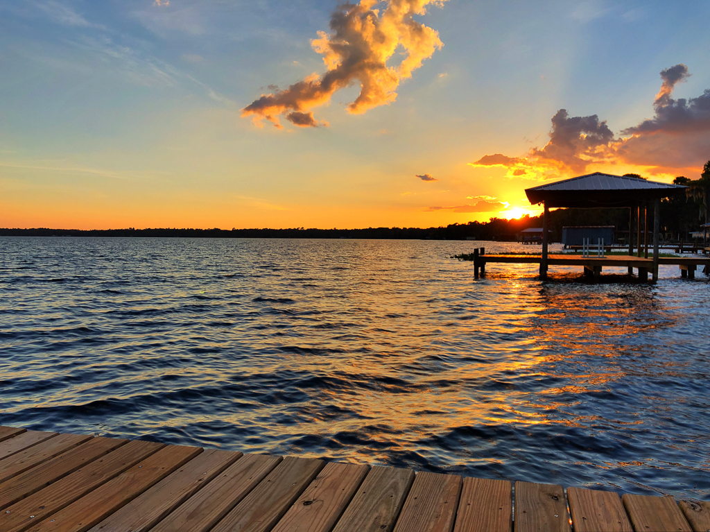 Vibrant sunsets over the water every evening