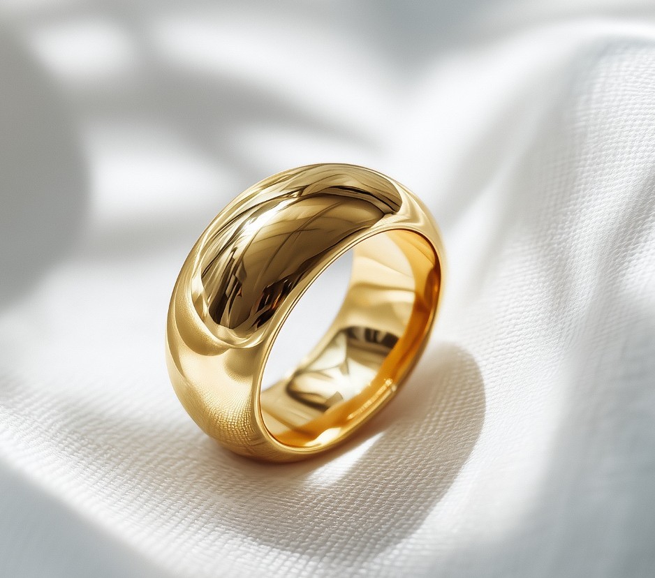 Classic polished yellow gold wedding band