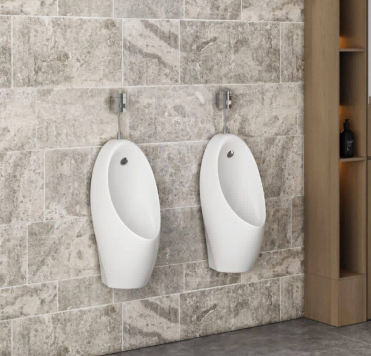 Pose de WC suspendus et urinoirs sur faïence texturée