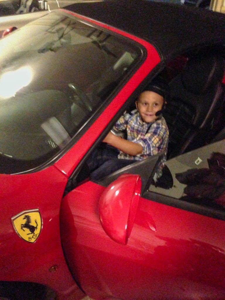 Young Anderson in a Ferrari