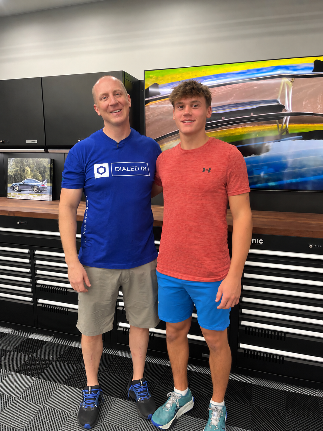 Anderson Easom with Matt Moreman, founder of Obsessed Garage