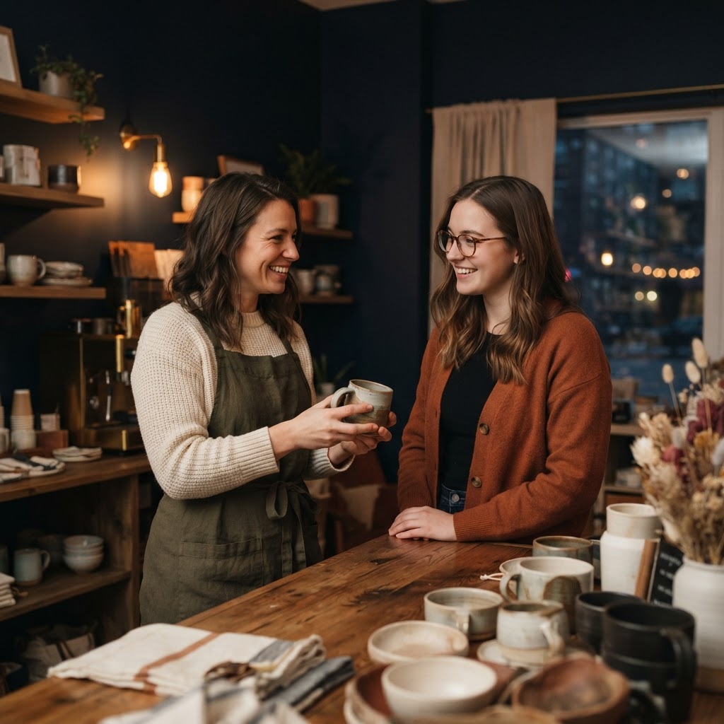 Independent business owner working directly with a customer