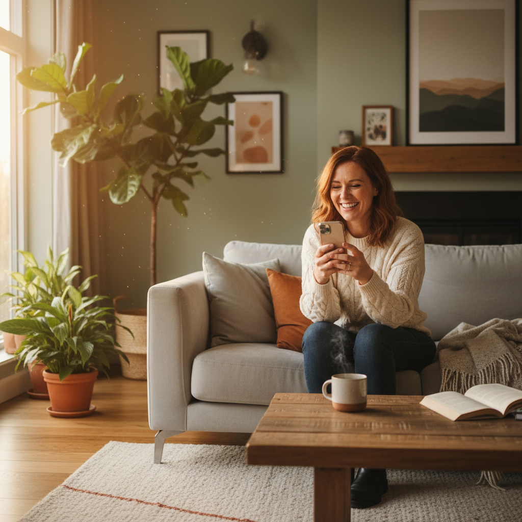 Happy homeowner finding a service provider