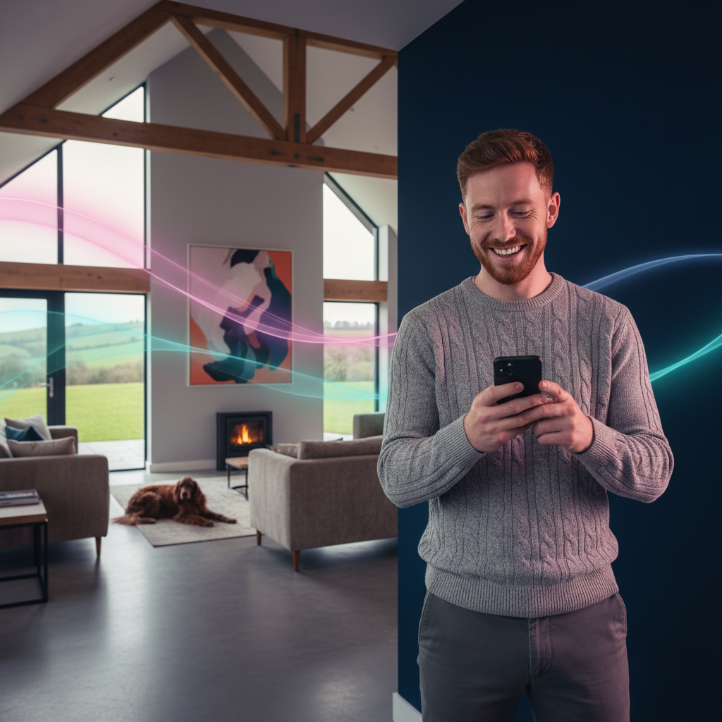 Happy homeowner finding a service provider